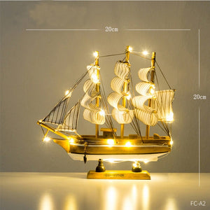 Open image in slideshow, Wooden Sailboat Model home decor Mediterranean Style Home Decoration Accessories Creative Decoration Room Decor Birthday Gift
