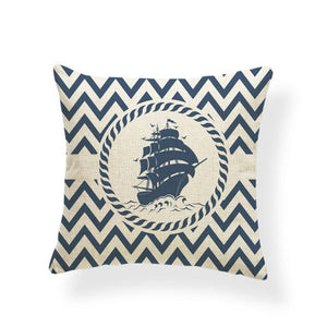Open image in slideshow, Ocean Anchor Rudder Cushion Sailboat Nautical Pillowcase Ocean Style Settee Gift Greek Key Throw Pillows Blue Large Burlap Soft
