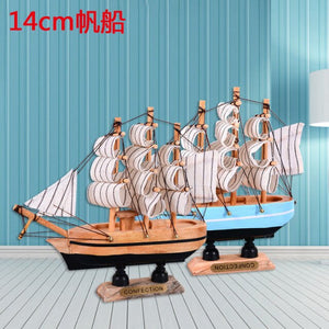 Open image in slideshow, Wholesale Promotion Wooden Ship Sailboat Model Craft Carving Nautical Sailing Ship Model Mediterranean Style Boats  Home Decor
