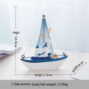 Open image in slideshow, hot sale! Marine Nautical Creative Sailboat Mode Room Decor Figurines Miniatures Mediterranean Style Ship Small boat ornaments
