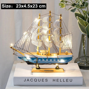 Open image in slideshow, Sailboat Model with Light Wooden Creative Decor Art Crafts Abstract Sculpture Home Office Desktop Decoration Ornament Gift
