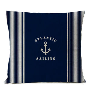 Open image in slideshow, Navigation Blue Compass Anchor Pillow Cover Nautical Shell Fish Linen Pillow Case Home Decorative Mediterranean cushion cover

