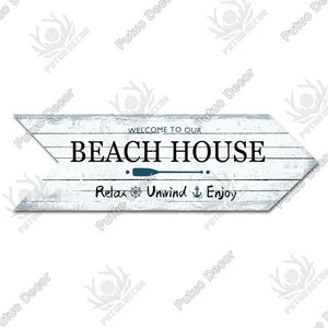 Open image in slideshow, Putuo Decor Beach Arrow Wooden Wall Plaque Sign Beach Seaside Road Guide Wall Decoration Indicator Hanging Beach House Deocr
