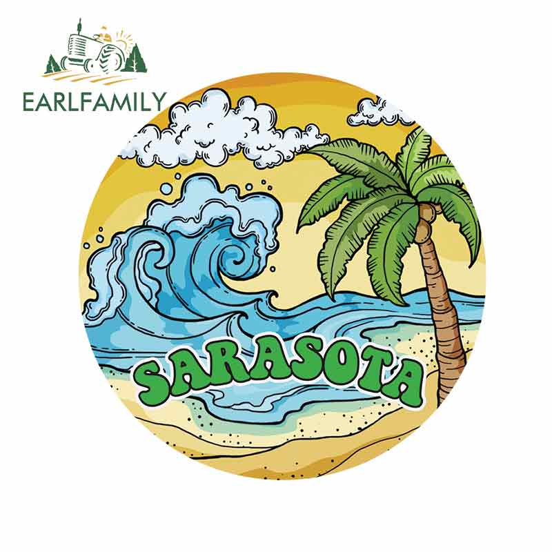 EARLFAMILY 13cm x 13cm for Sarasota Beach Graphics Funny Car Stickers DIY Surfboard Waterproof Vinyl Auto Decals Car Styling