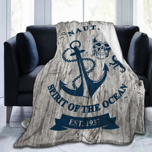 Open image in slideshow, Flannel Blanket Nautical Marine Badge Skull Ultra-Soft Micro Fleece Blanket for Bathrobe Sofa Bed Travel Home Winter Spring Fall
